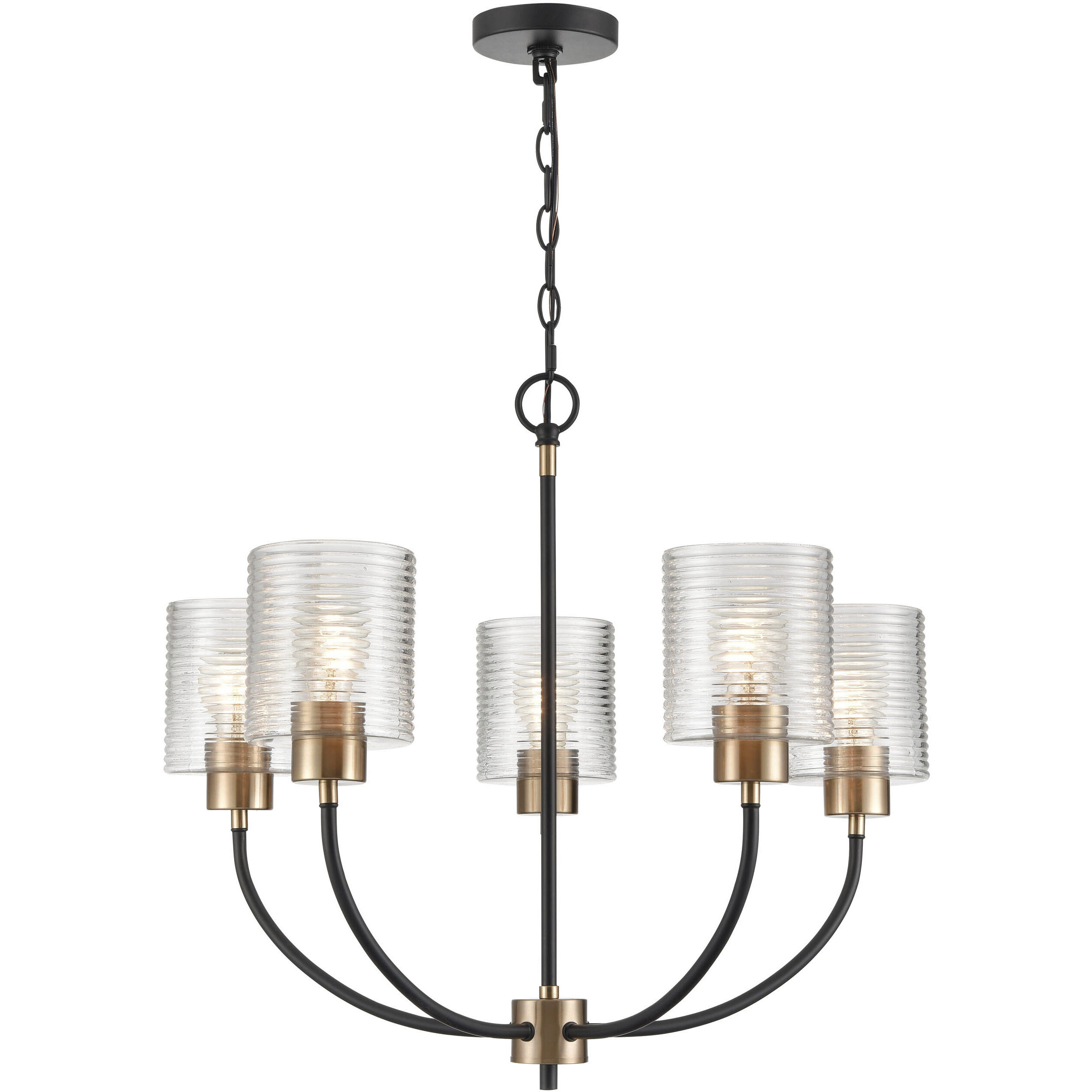 Renitta 5 Light 26 inch Matte Black/Modern Gold Chandelier Ceiling Light